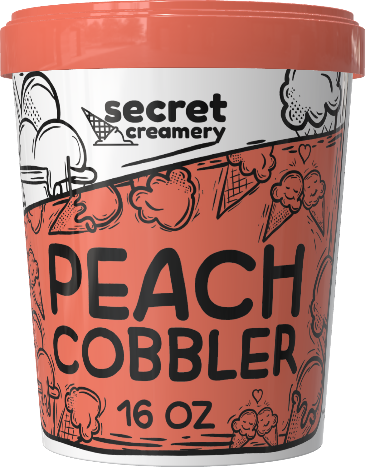 Secret Creamery Peach Cobbler 16 oz pint