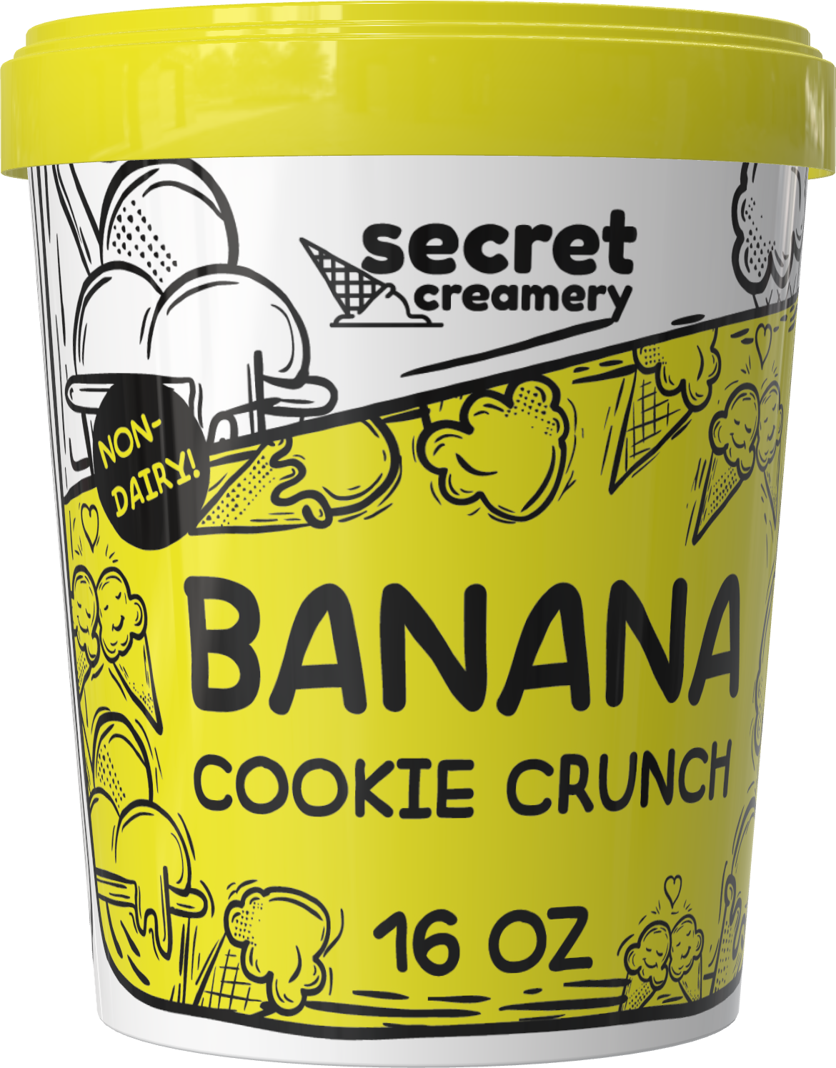 Secret Creamery Banana Cookie Crunch Non-Dairy 16 oz pint