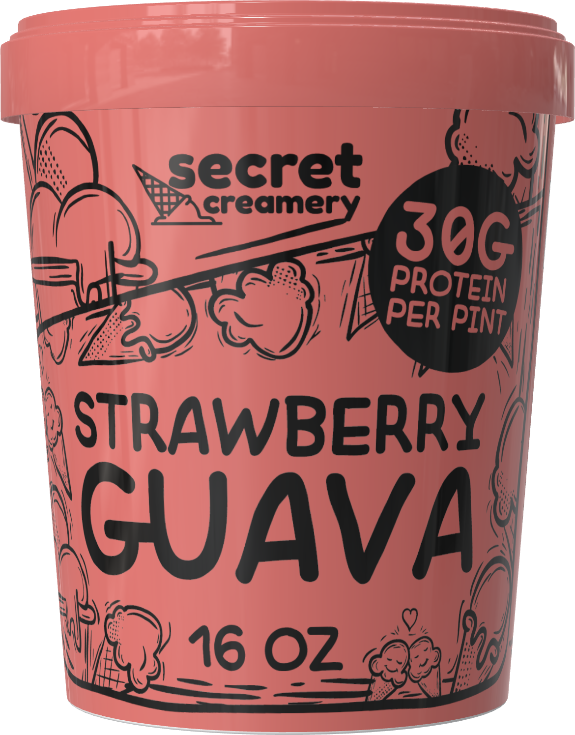 Secret Creamery Strawberry Guava High Protein 16 oz pint — 30g protein per pint