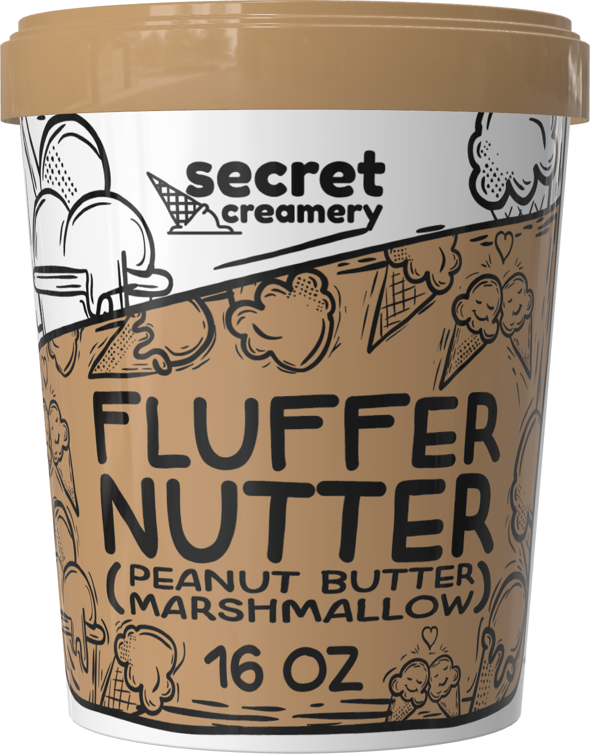 Secret Creamery Fluffernutter (Peanut Butter Marshmallow) 16 oz pint