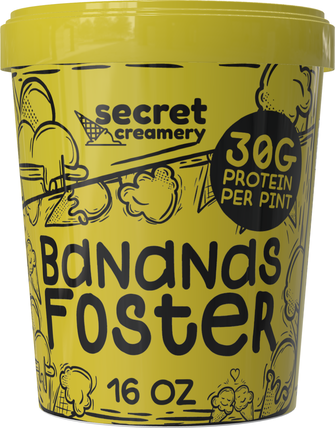 Secret Creamery Bananas Foster High Protein 16 oz pint — 30g protein per pint
