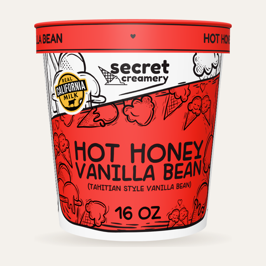 Secret Creamery Hot Honey Vanilla Bean 16 oz pint — super premium ice cream — front