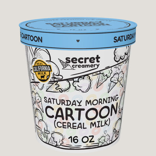 Secret Creamery Saturday Morning Cartoon pint — 360° view